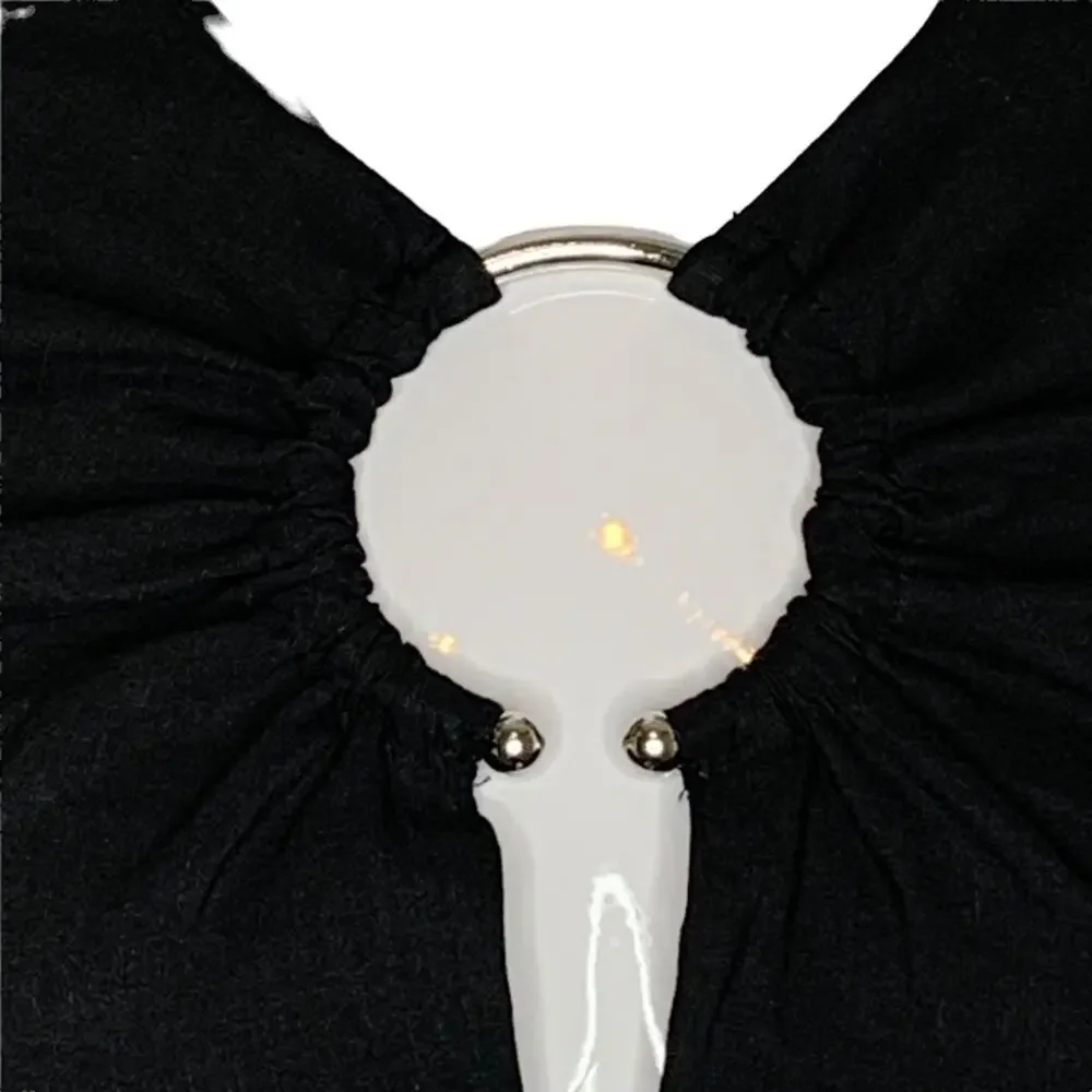 Zara Crop Top Long Sleeve Black Size M V-Neck Two Hidden Zippers